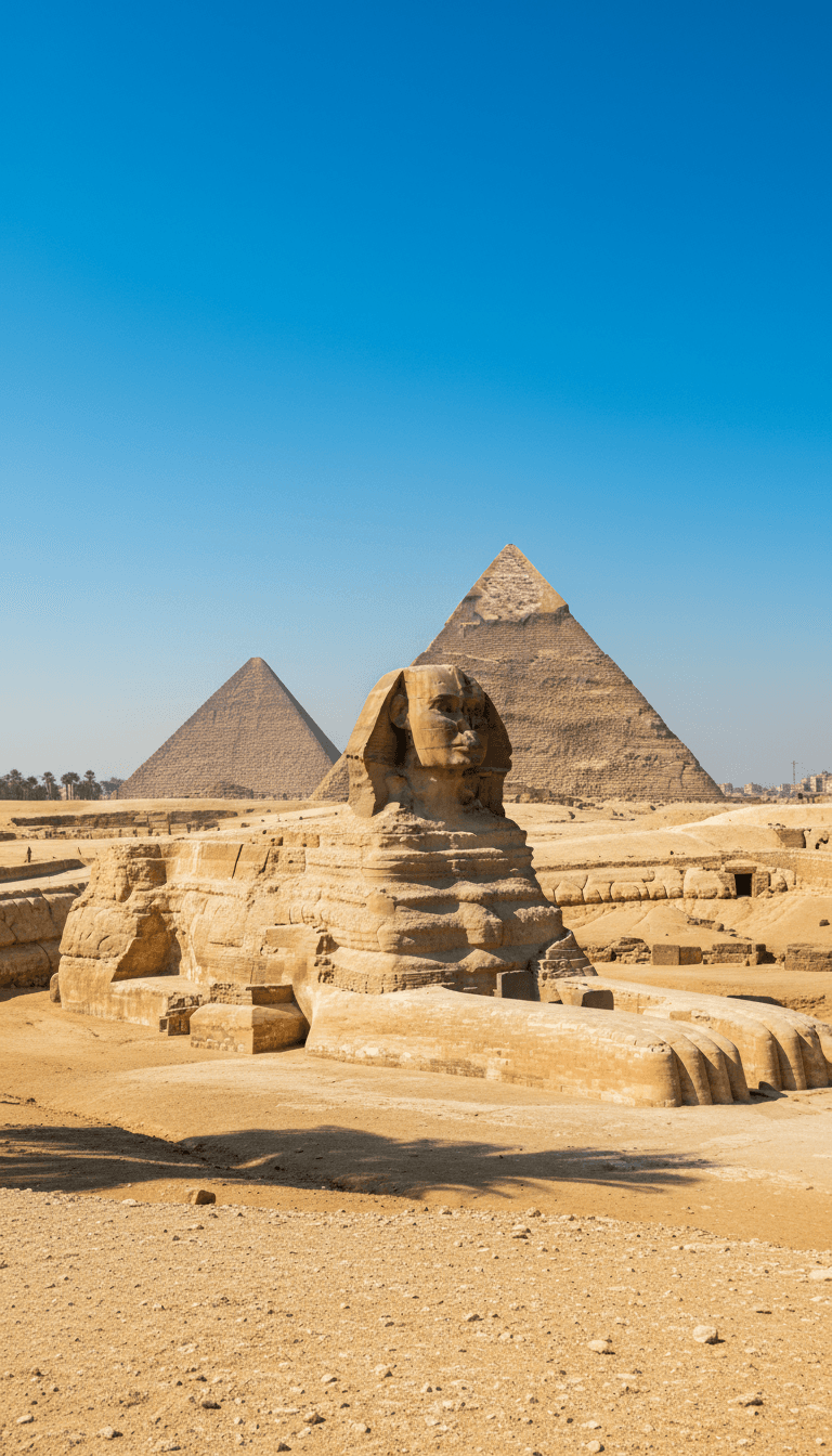 Ancient pyramids at Giza near Cairo