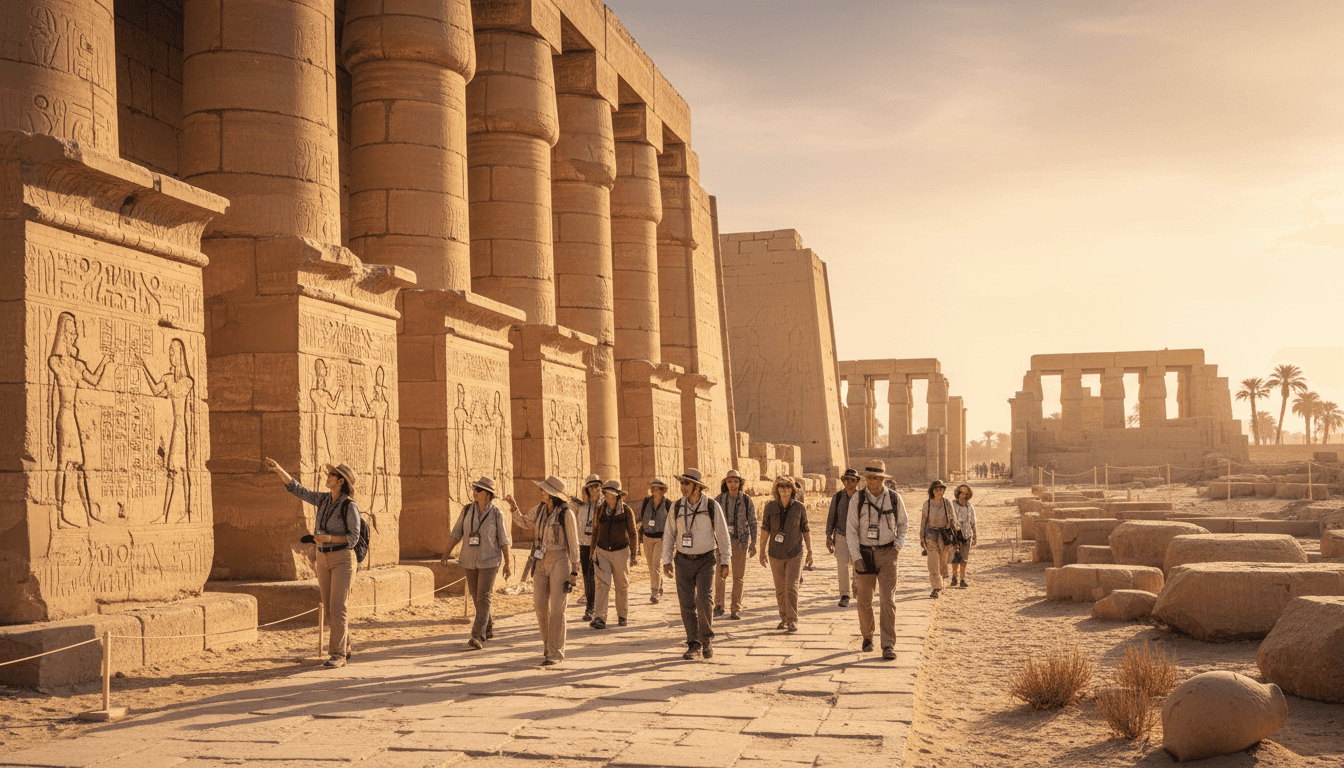 Luxor temple columns and carvings